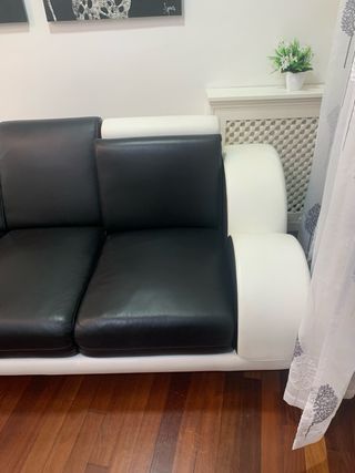 Sofá modular piel negro y blanco 4 plazas