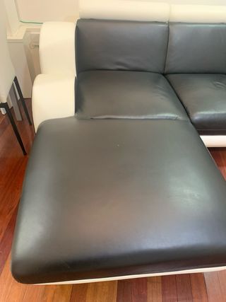 Sofá modular piel negro y blanco 4 plazas