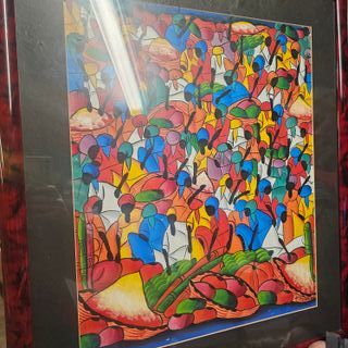 Quadro olio arte africana