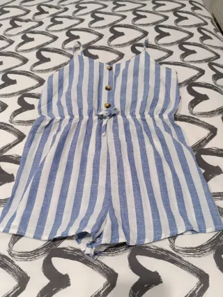 Mono corto rayas azul y blanco 11-12 años lino