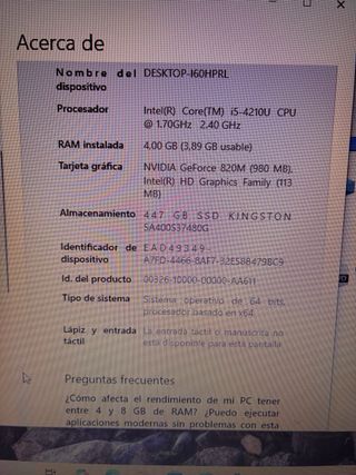 Portátil Asus 4GB RAM Windows 10