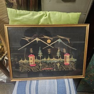 Quadro in paglia paesaggio montano