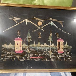 Quadro in paglia paesaggio montano