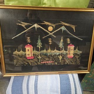 Quadro in paglia paesaggio montano