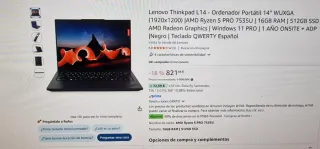 Portátil Lenovo Thinkpad L14 AMD Ryzen 5 PRO