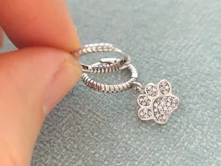 Pendientes aro huella mascota plata de ley