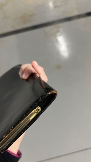 Monedero cartera antiguo piel negro