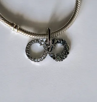 Charm Pandora Ghirlanda Natale Argento Rosso