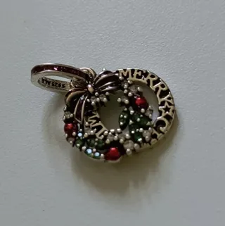 Charm Pandora Ghirlanda Natale Argento Rosso