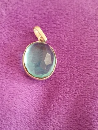 Colgante Plata Ley Topacio Natural Azul Artesanal