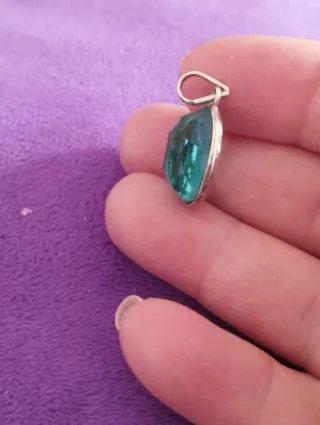 Colgante Plata Ley Topacio Natural Azul Artesanal