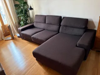 Sofá chaise longue tela gris