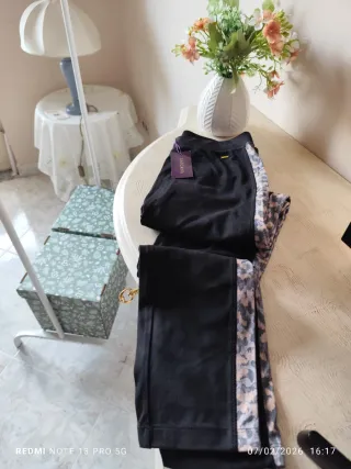 Pantaloni LASCANA neri banda maculata taglia 42/44