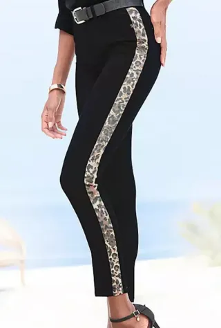 Pantaloni LASCANA neri banda maculata taglia 42/44