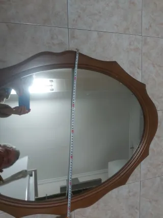 Espejo Ovalado Vintage Madera Tallada