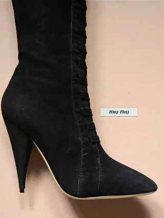 Stivali Miu Miu camoscio nero 38.5