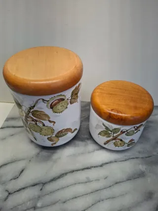 2 Barattoli Rometti Ceramica Legno