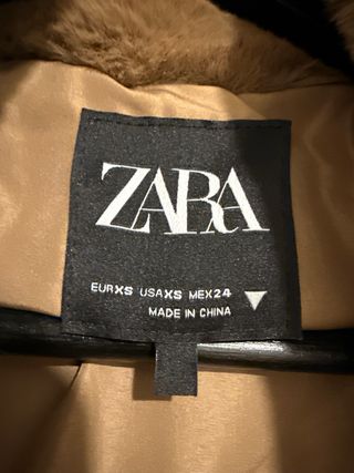 Abrigo pelo camel Zara Talla XS