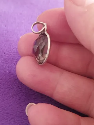 Colgante Plata Ley y Cuarzo Ahumado Artesanal