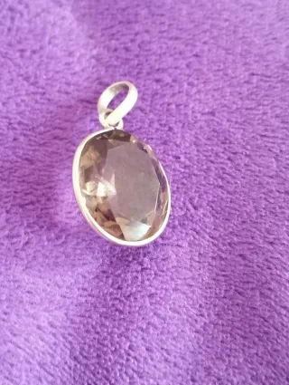 Colgante Plata Ley y Cuarzo Ahumado Artesanal