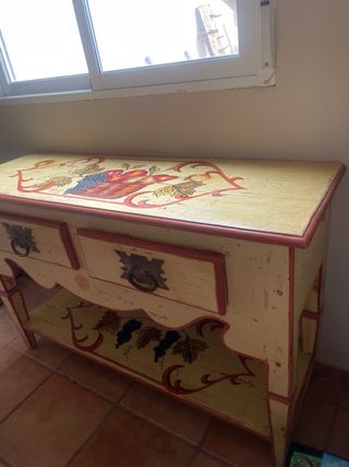 Mueble madera maciza mexicano pintado a mano
