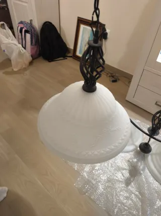 Lámpara de techo cristal y metal