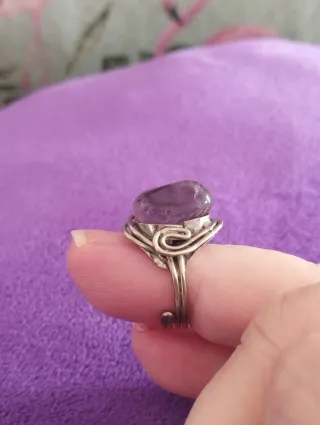 Anillo Artesanal Alpaca Piedra Natural amatista