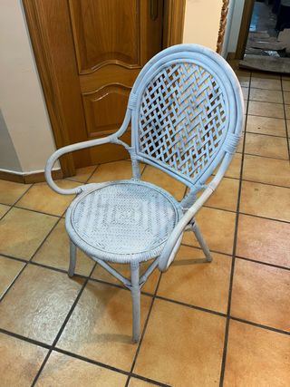 Silla Mimbre Vintage Azul pastel