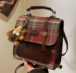 Zaino scozzese marrone e rosso