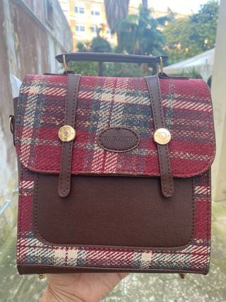 Zaino scozzese marrone e rosso