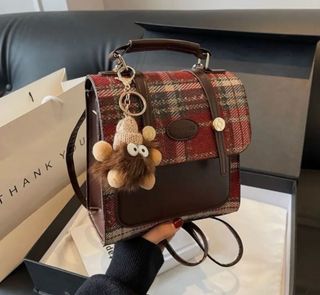 Zaino scozzese marrone e rosso