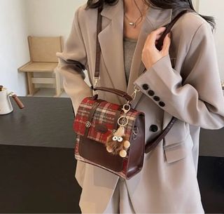 Zaino scozzese marrone e rosso