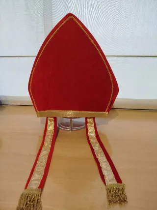 Disfraz obispo Rojo  con mitra Talla Única