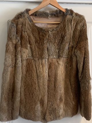 Chaqueta Piel Auténtica Beige y Marrón