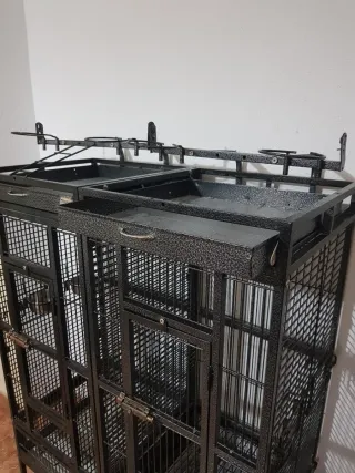 Jaula Doble para Loros Negra