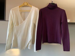 2 maglioni donna tg S viola e bianco