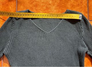 Maglia a maniche lunghe nera a costine - taglia S