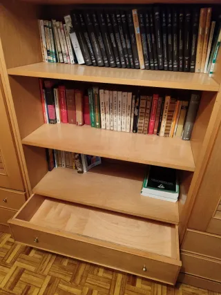 Armario de madera con estanterías