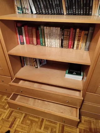 Armario de madera con estanterías