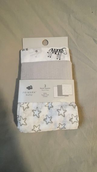 3 Muselinas Primark Baby Grises