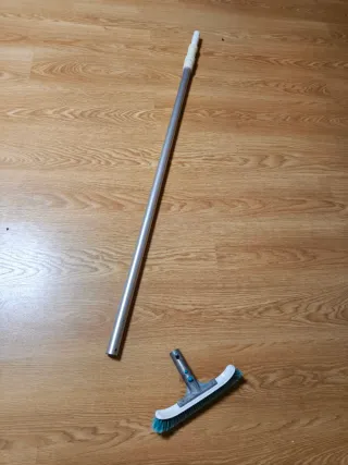 Limpiafondos piscina con mástil y 2 cabezales