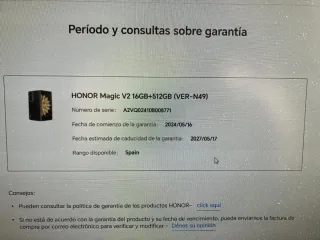 Honor Magic V2 Negro/Plateado garantía 2027
