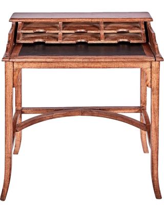 Escritorio antiguo de madera y cuero