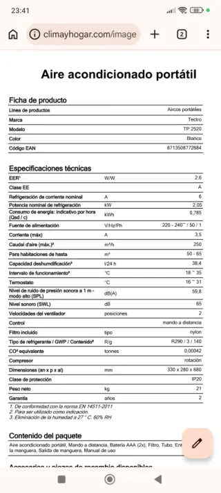Pingüino Portátil Aire Acondicionado Tectro TP2520