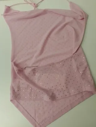 Top Zara rosa brillos Talla S