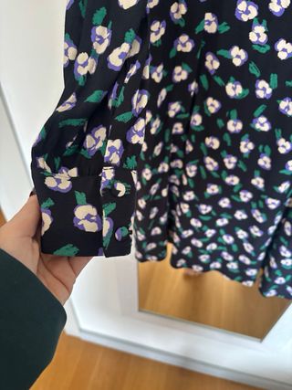 Vestido Mango flores negro y verde