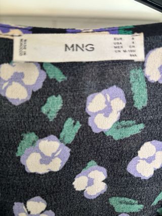 Vestido Mango flores negro y verde