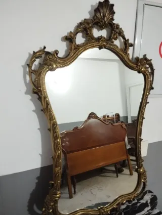 Consola Bronce Antigua con Mármol Negro