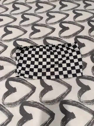 Top bandeau cuadros blanco y negro 11-12 años
