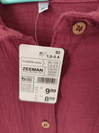 Camisa niña morada talla 2 años. Con etiqueta